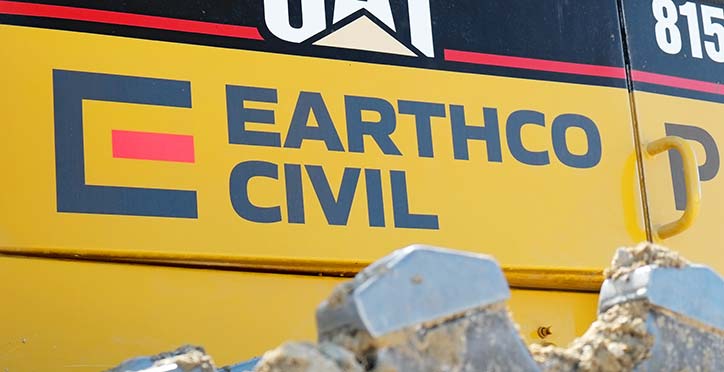 Earthco Civil plant signage on digger